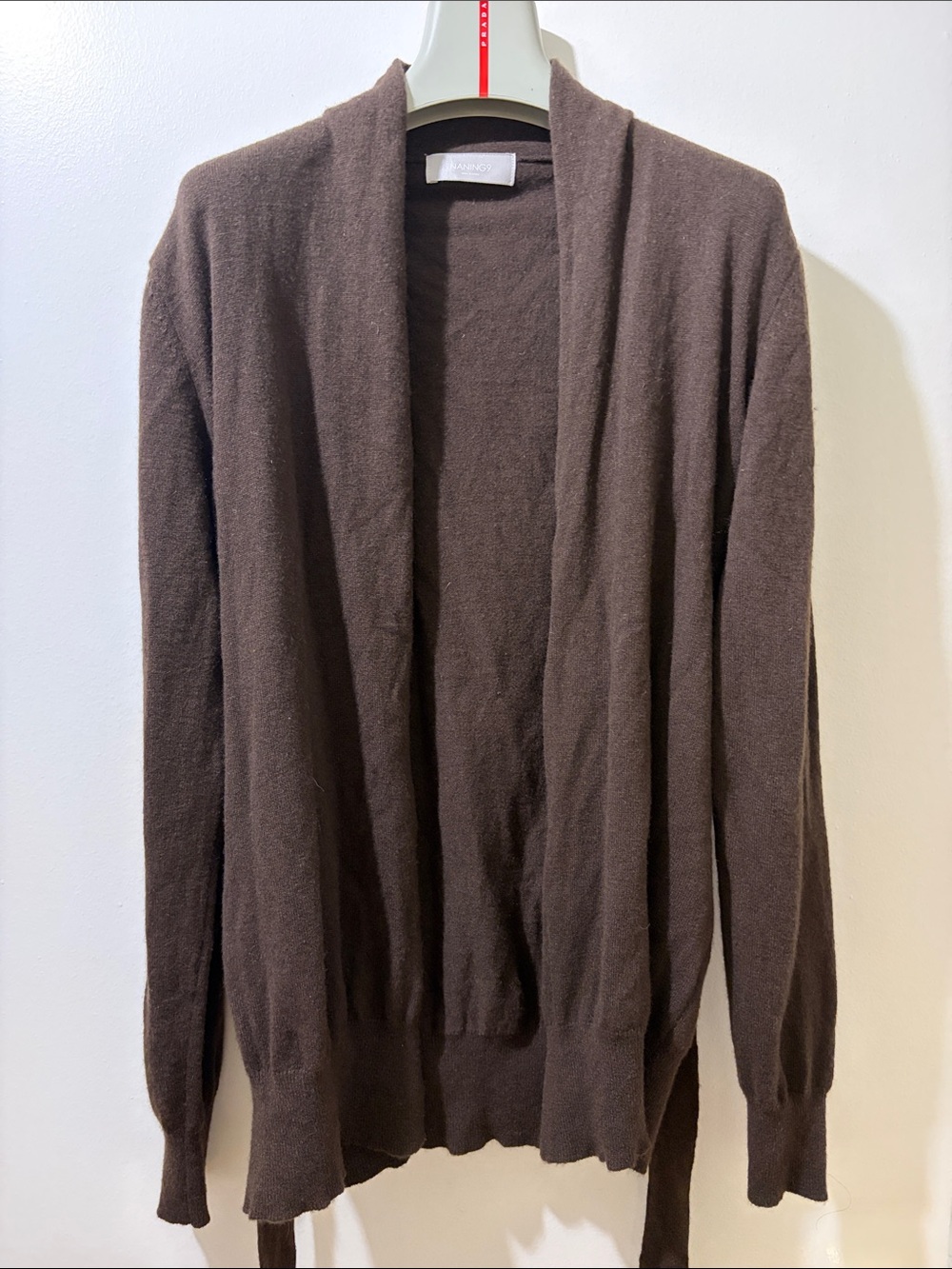 Men's Brown Open-Front Shawl Collar Cardigan